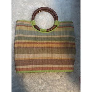 Artmosphere Large Wood Handle Beach Bag Tote Purse